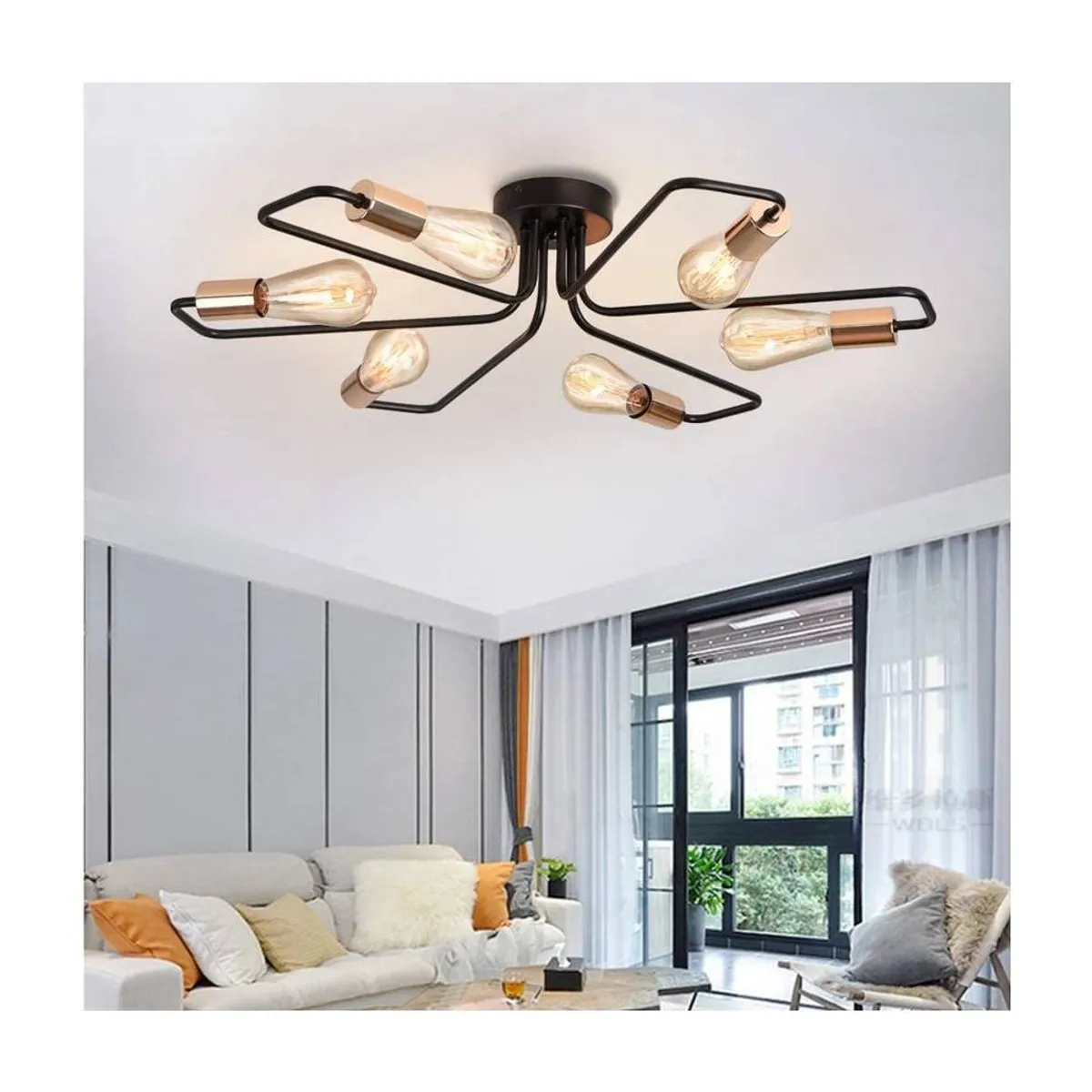 HOME NEAT - Lámpara de techo vintage  elegante lámpara industrial e27 6 luces