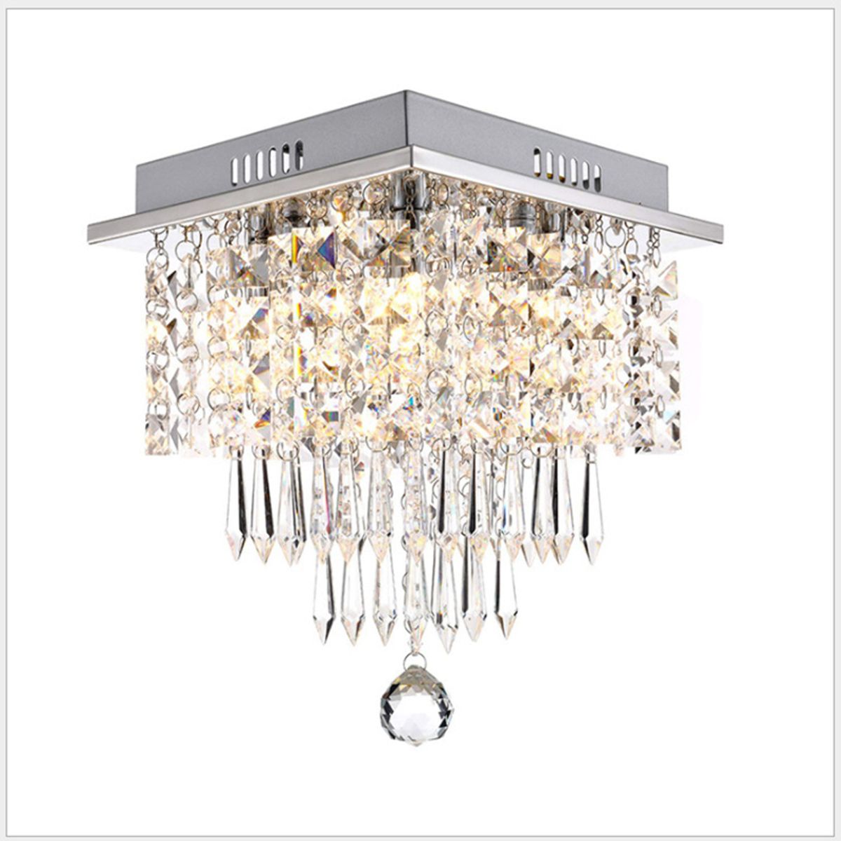 PUREPOWER - Lámpara de techo estilo candelabro cuadrado de cristal