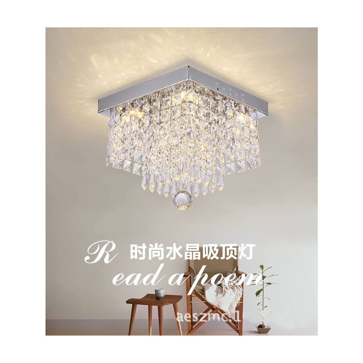 PUREPOWER - Lámpara de techo estilo candelabro cuadrado de cristal