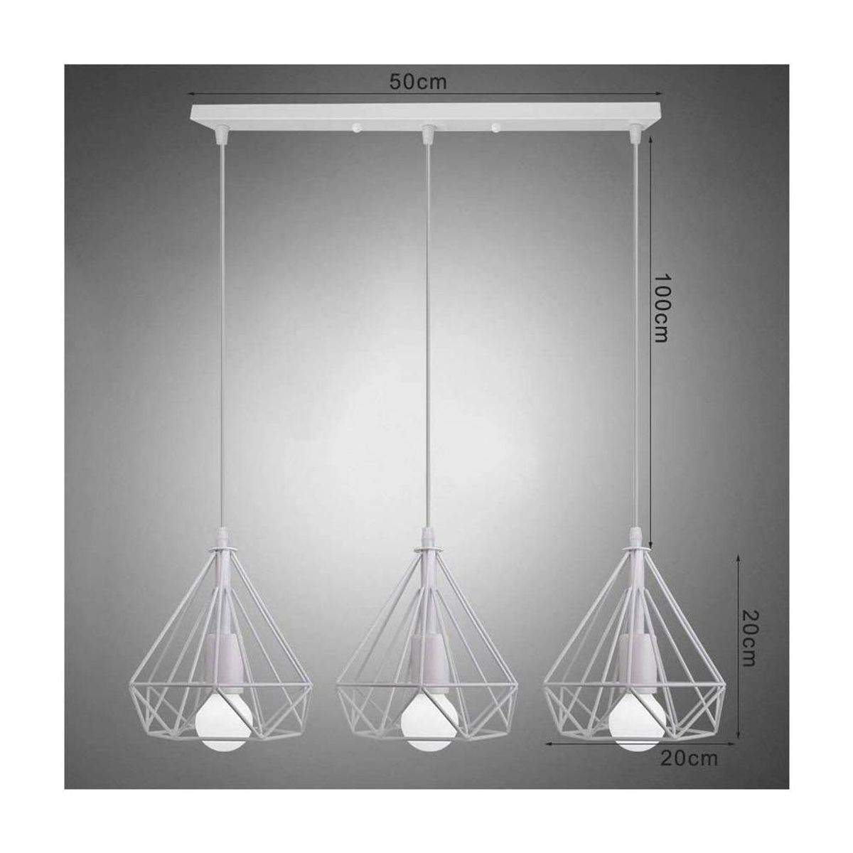 HOME NEAT - Lampara colgante de techo 3 cabezas ø20cm Blanco