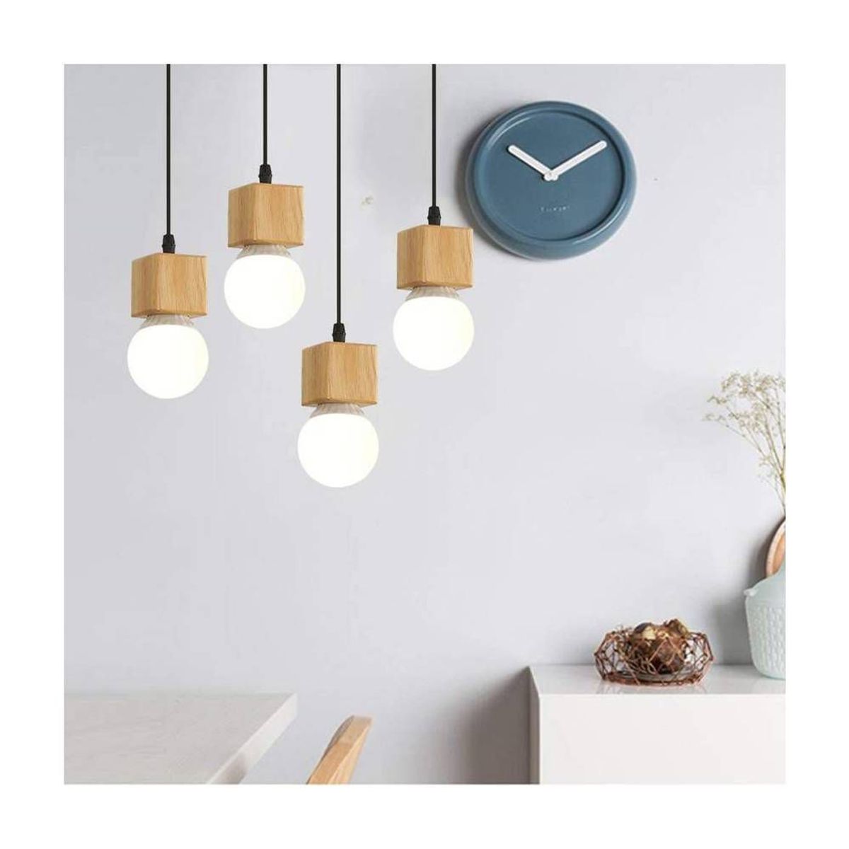 HOME NEAT - Lámpara de colgante nórdica de madera E27 moderna