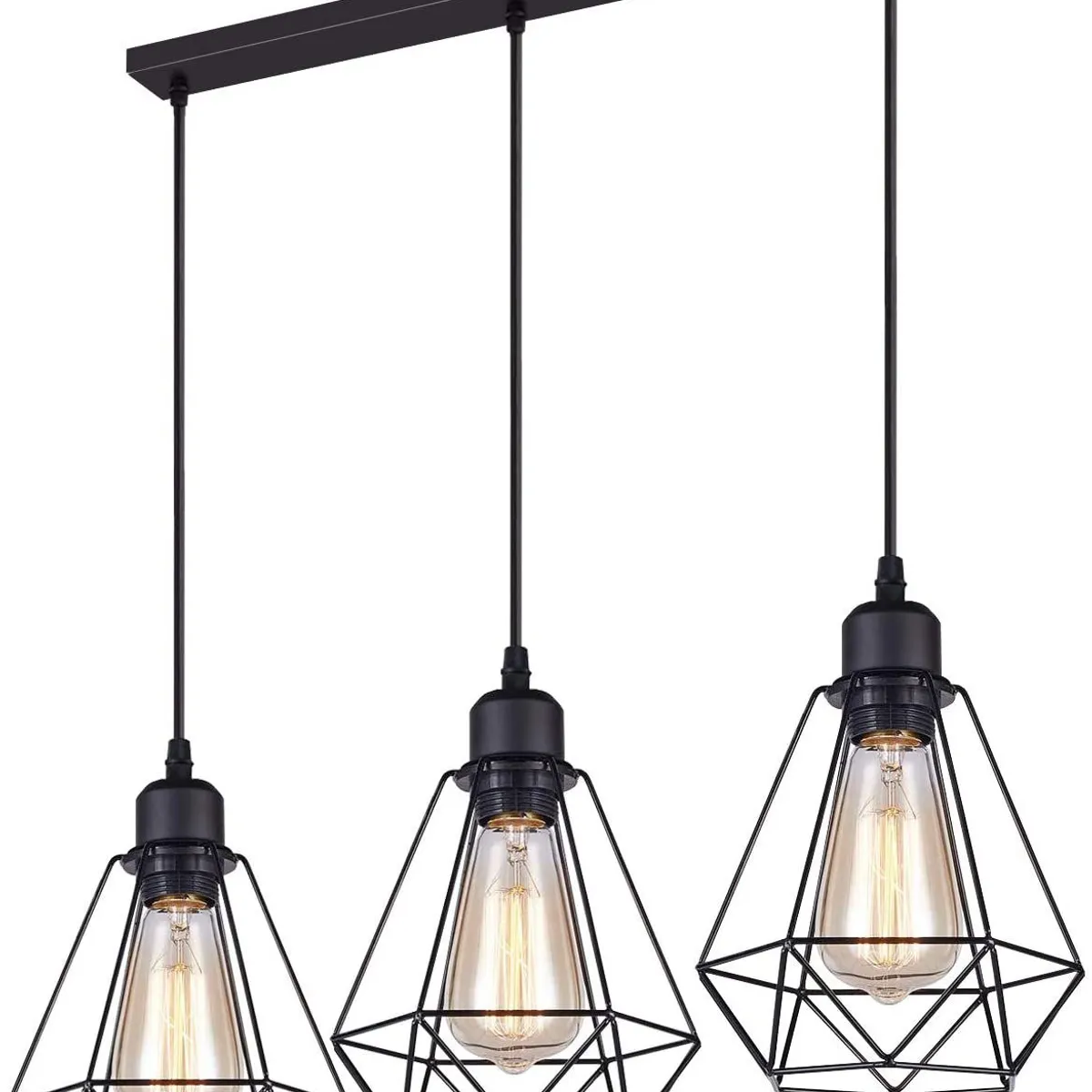 HOME NEAT - Lámpara colgante industrial lámpara de techo jaula geométrica 3 E27