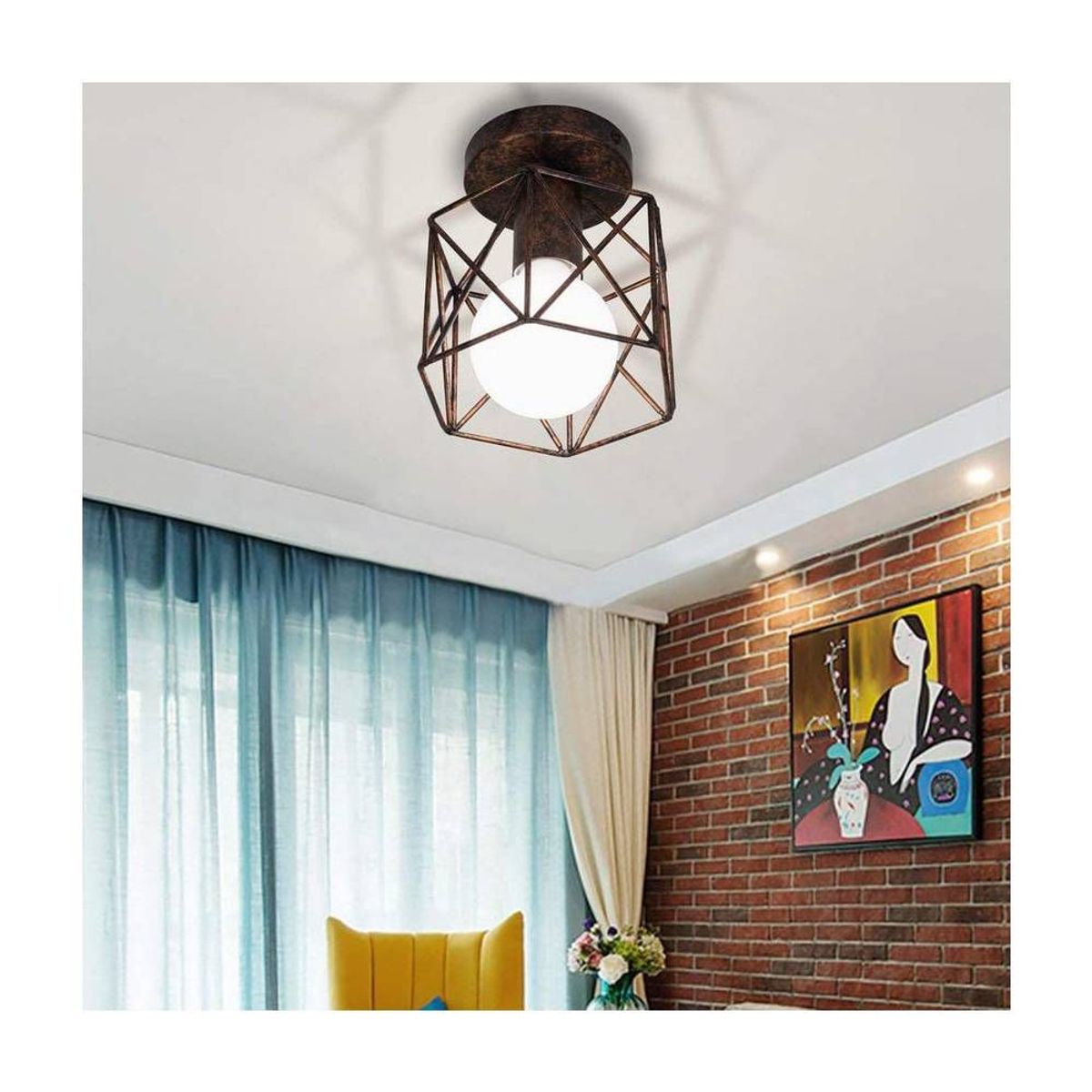 HOME NEAT - Nórdico lámpara de techo vintage metal luz colgante color óxido