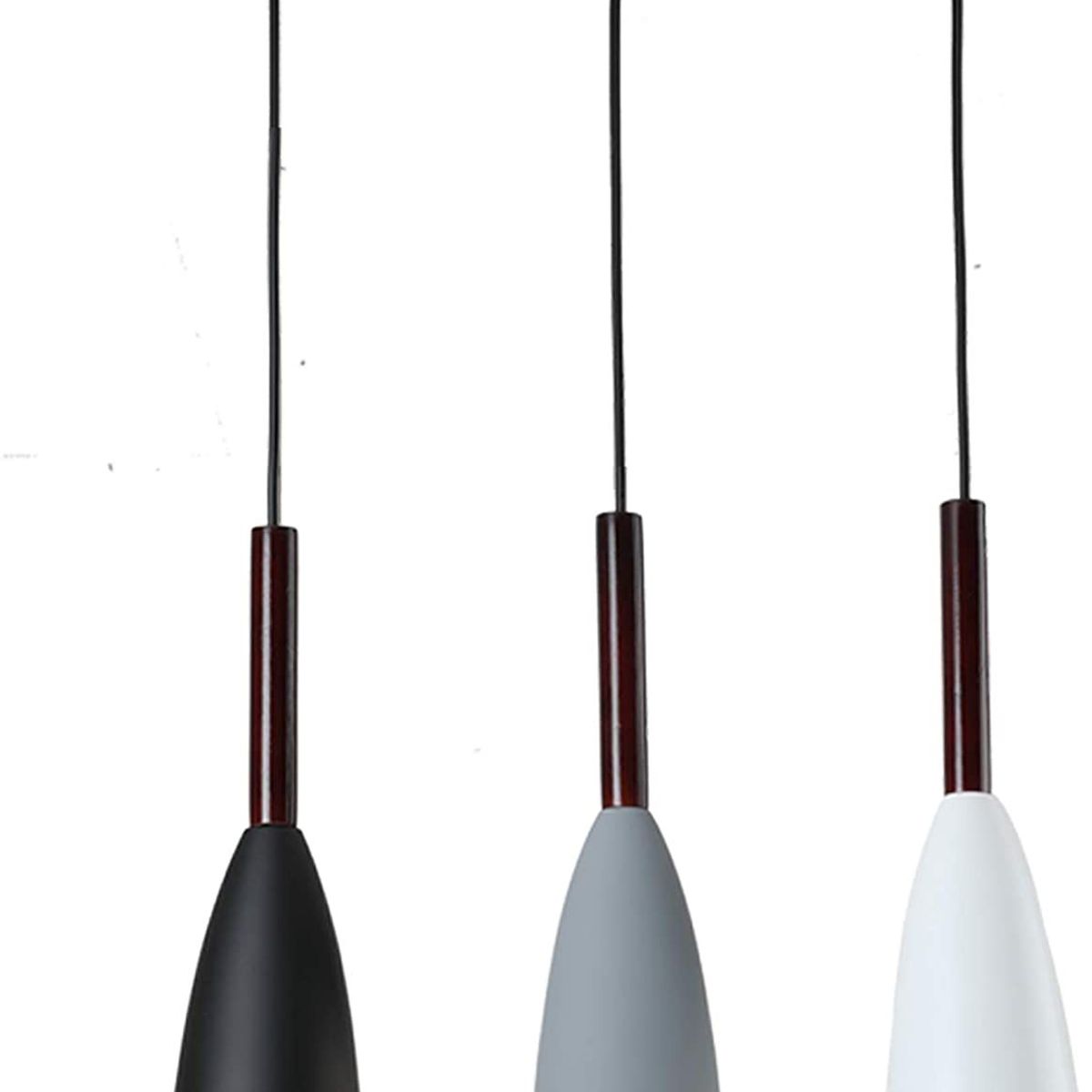 HOME NEAT - Lámpara de techo moderno madera metal 3 luces e27 negro gris blanco