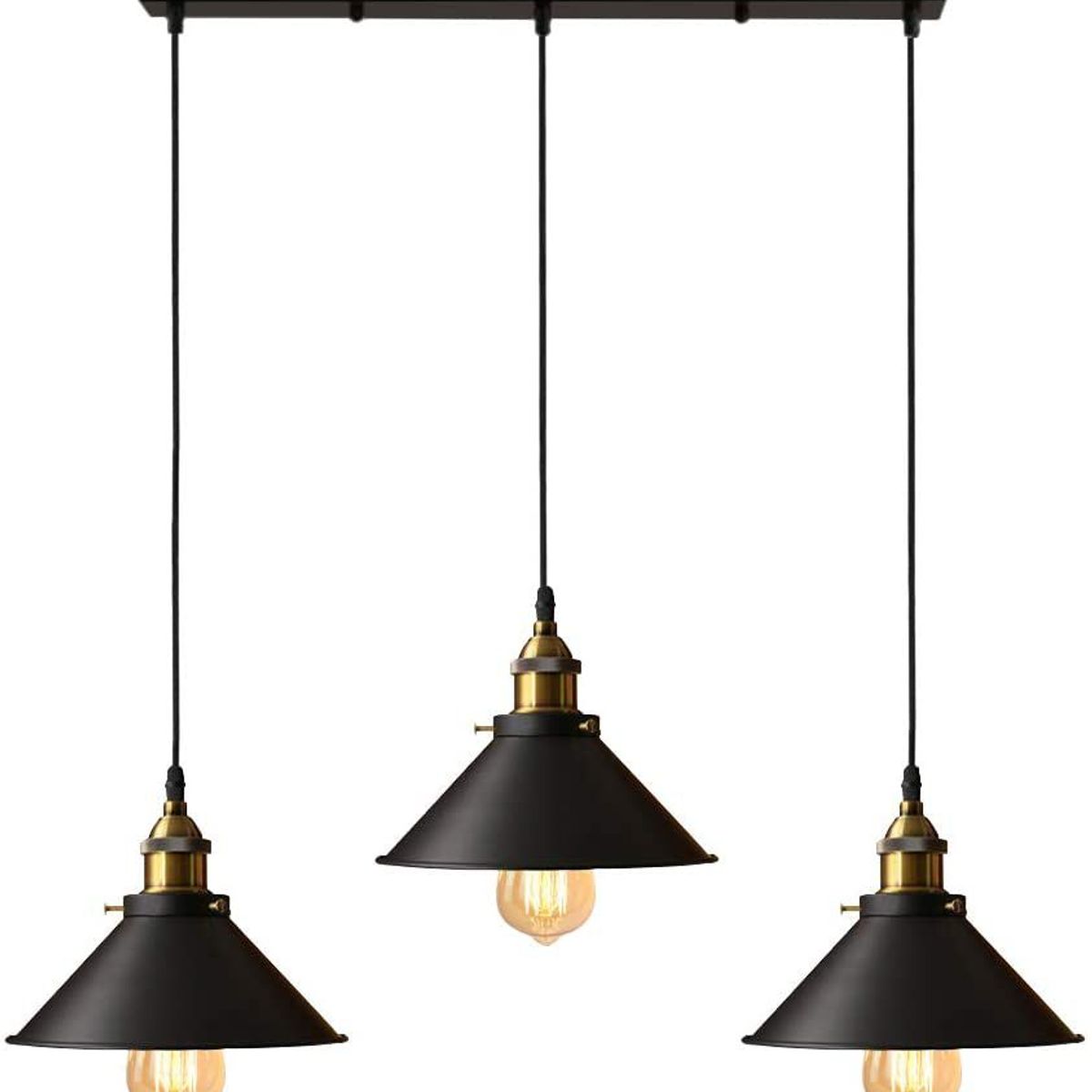 HOME NEAT - Lámpara de techo industrial vintage 3 luces E27 Negro