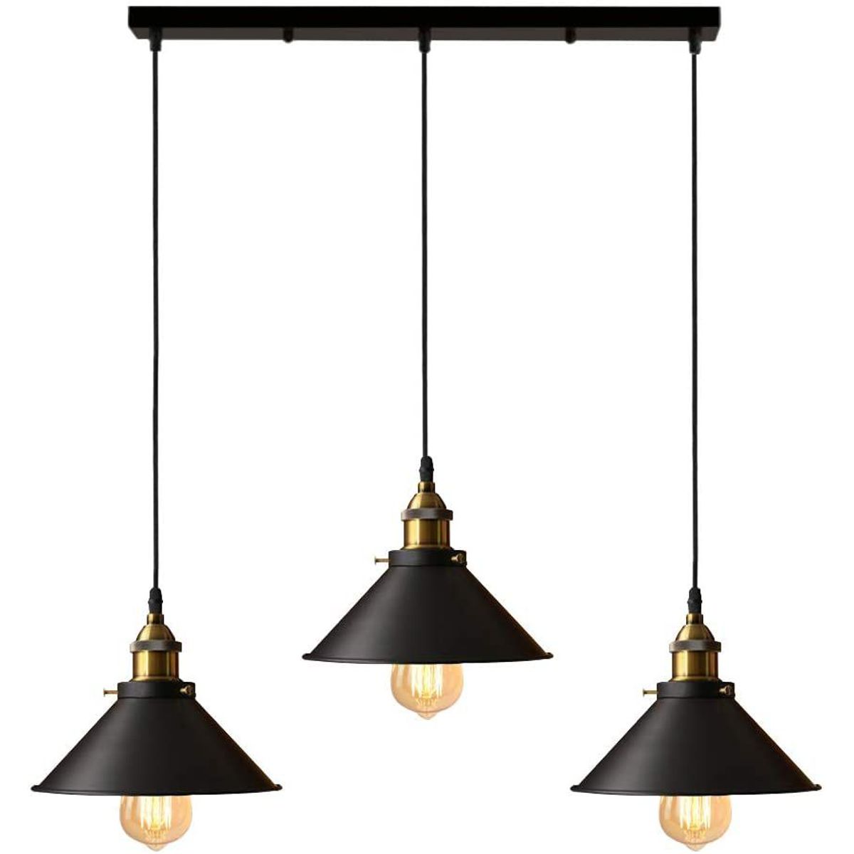 HOME NEAT - Lámpara de techo industrial vintage 3 luces E27 Negro