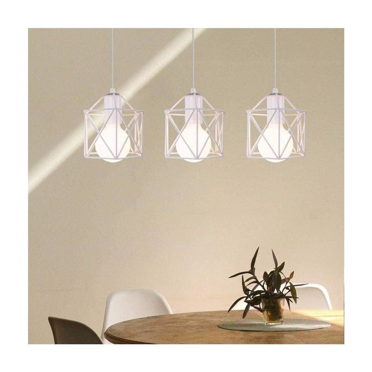 HOME NEAT - Vintage lámpara colgante  industrial 3 cabezas blanco