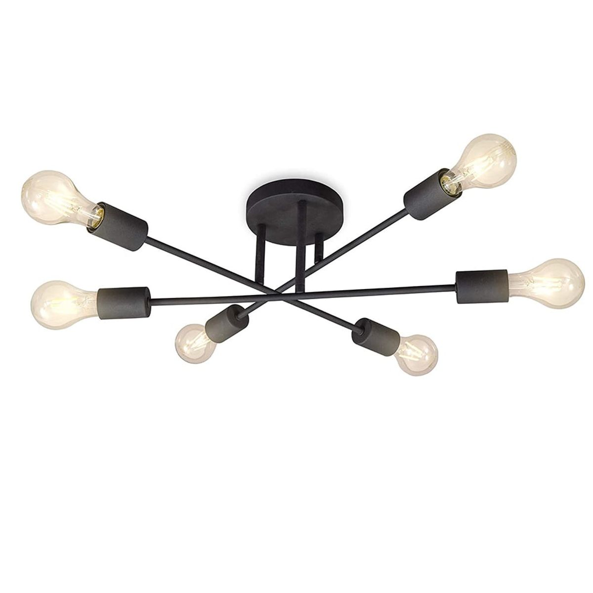 HOME NEAT - Lámpara colgante de techo vintage 6 luces E27 - Negro 72CM