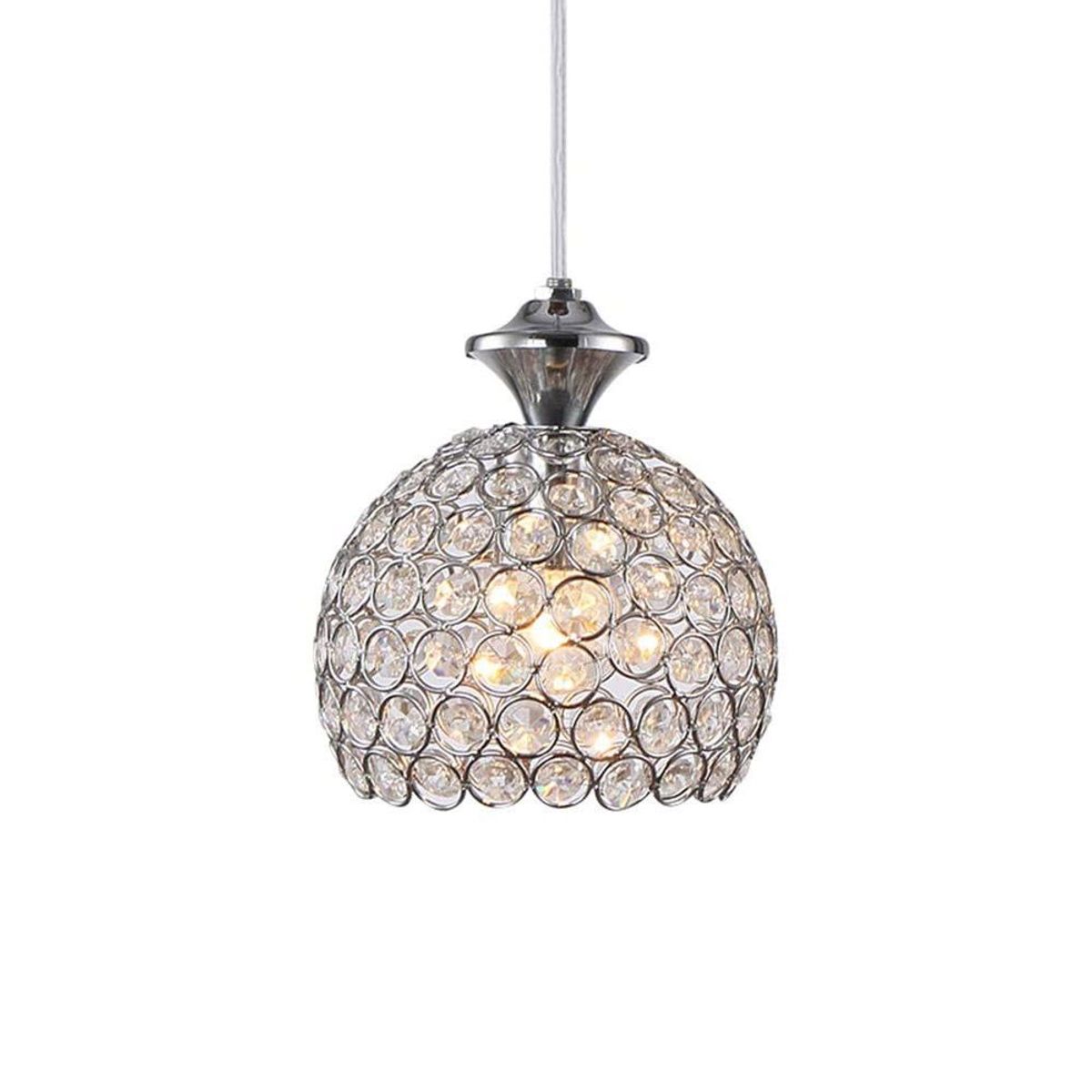 HOME NEAT - Lámpara colgante de cristal led lámpara de techo forma circular cromo