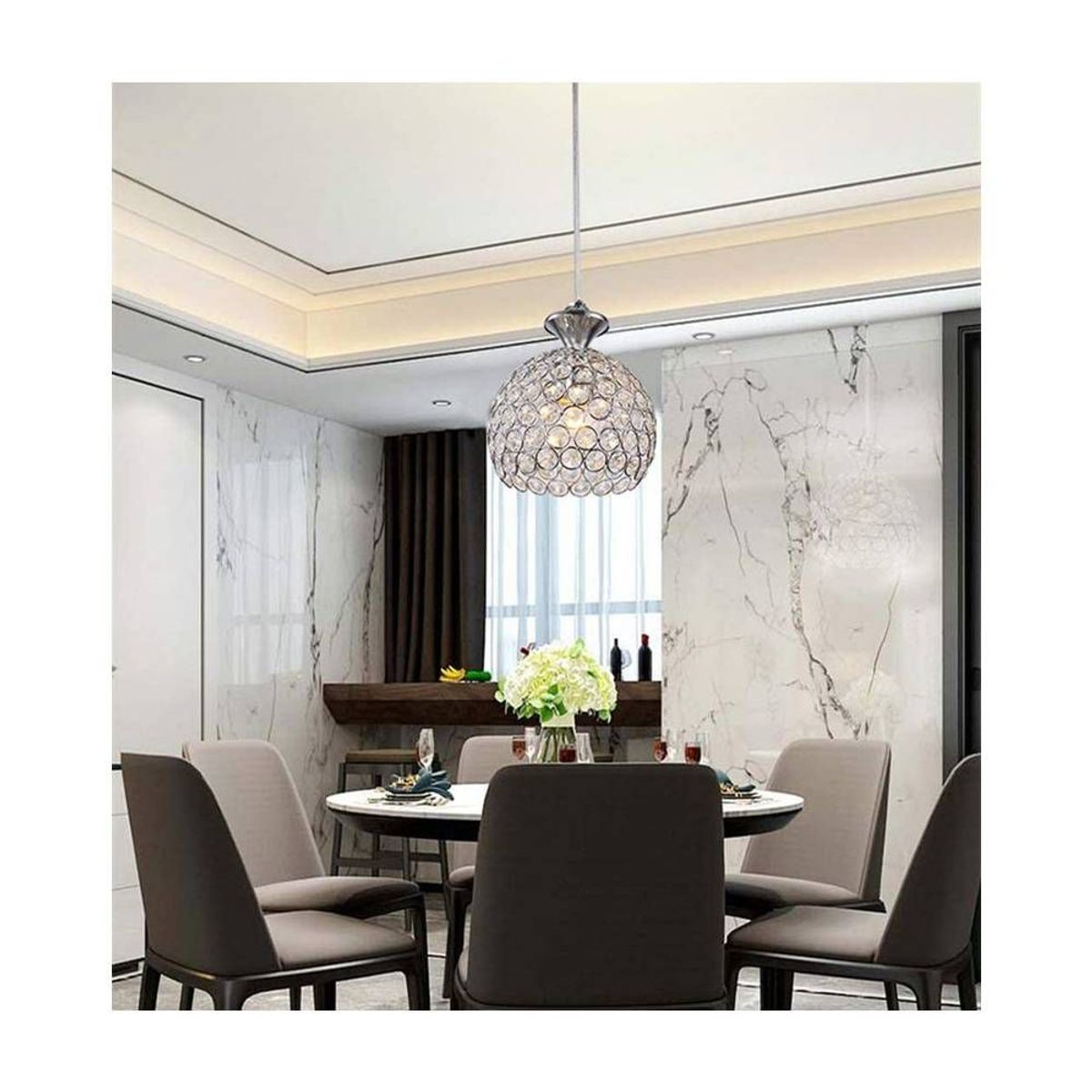 HOME NEAT - Lámpara colgante de cristal led lámpara de techo forma circular cromo