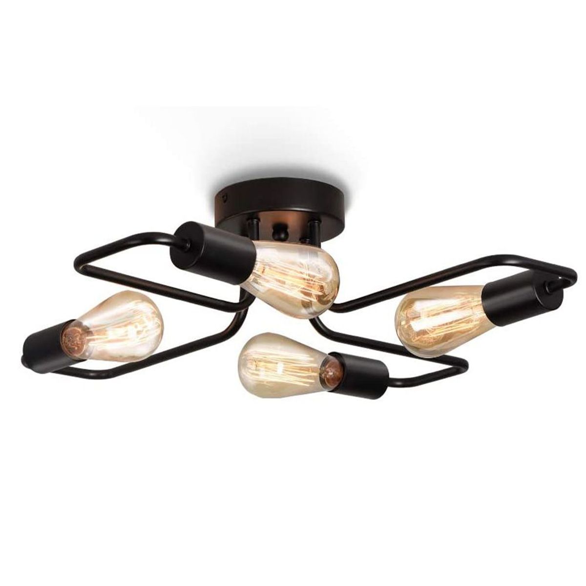 HOME NEAT - Industrial lámpara de techo retro lámpara colgante 4luces negro