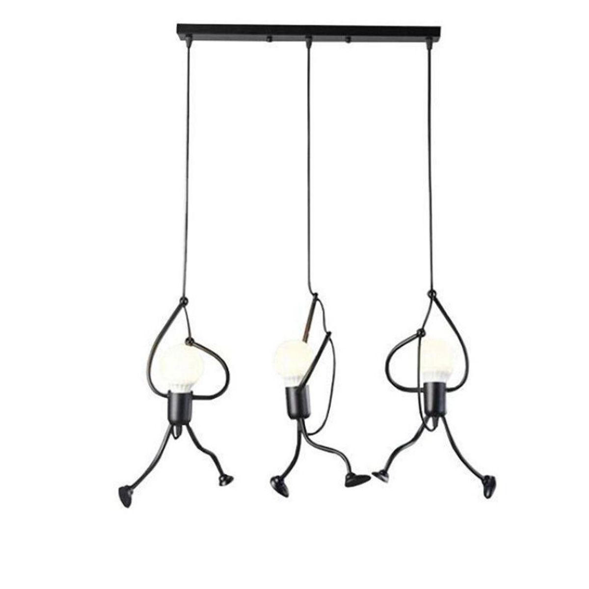 HOME NEAT - Lámpara colgante retro con 3 cabezas E27 Negro