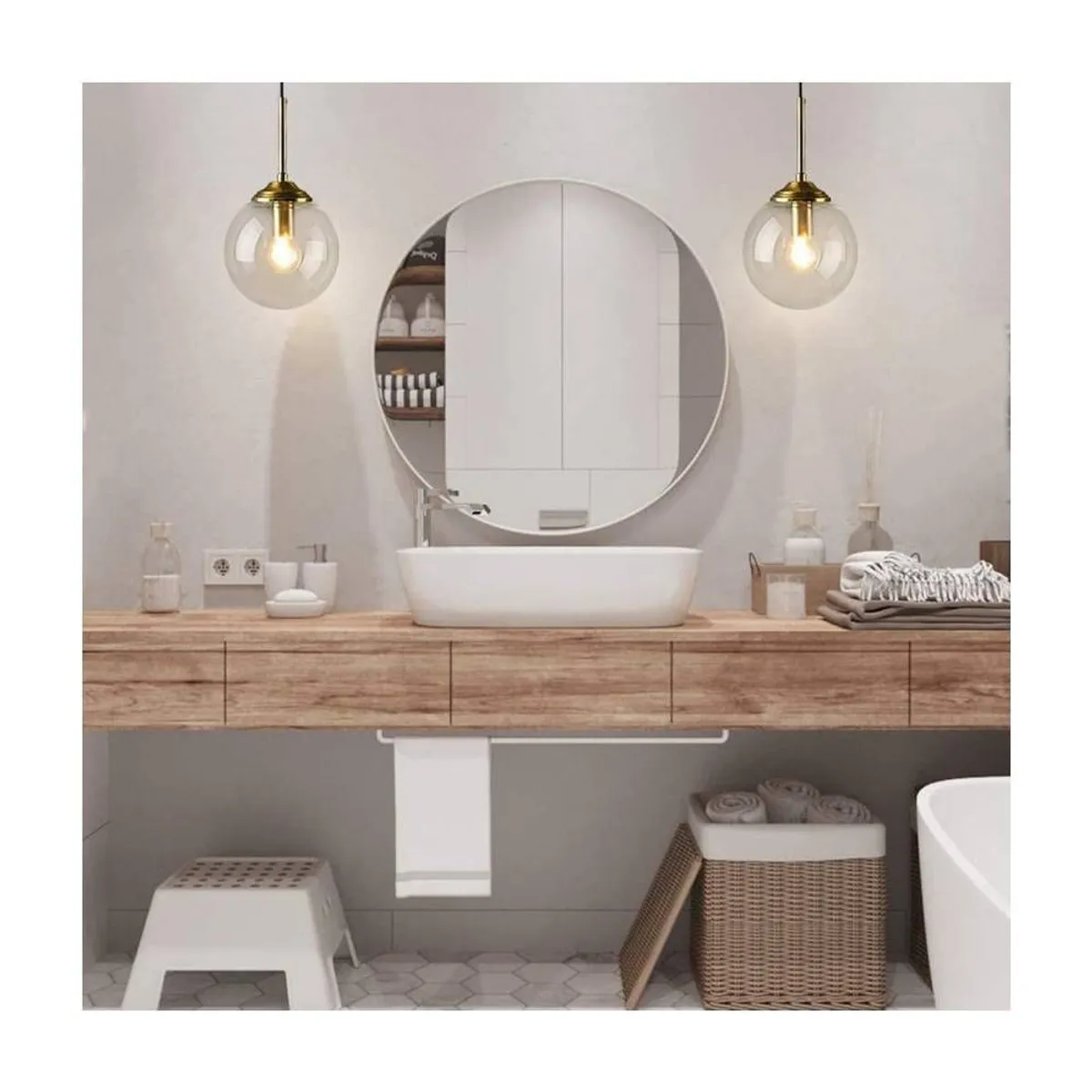 HOME NEAT - Lámpara colgante techo vintage industrial globo de cristal E27 claro