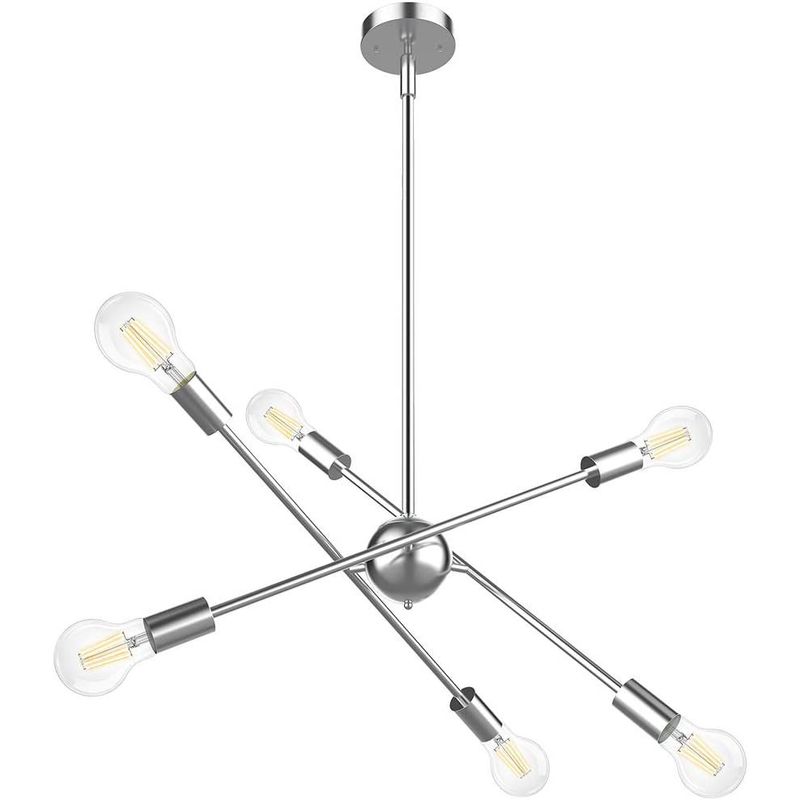 HOME NEAT - Lámparas de araña lujo iluminación colgante con 6 e27 plata