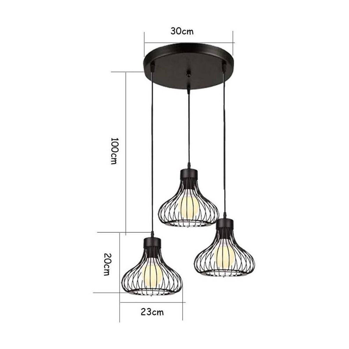 HOME NEAT - Lámpara de techo metal vintage 3 luces cage retro iluminación E27