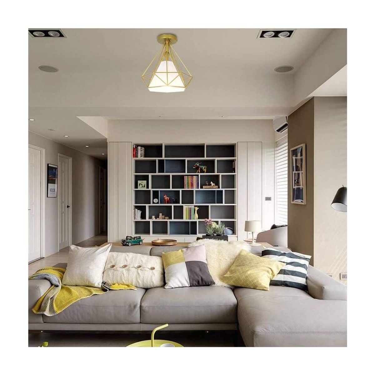 HOME NEAT - Lámpara de techo vintage estilo diamante 25cm - Dorado