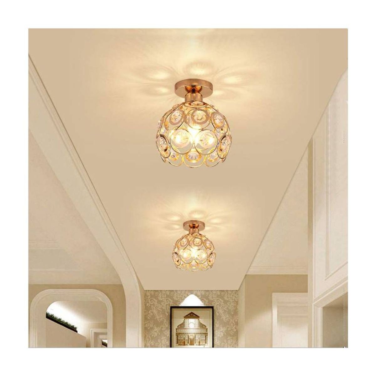 HOME NEAT - Moderno lámpara de techo de cristal e27 iluminación ø20cm oro