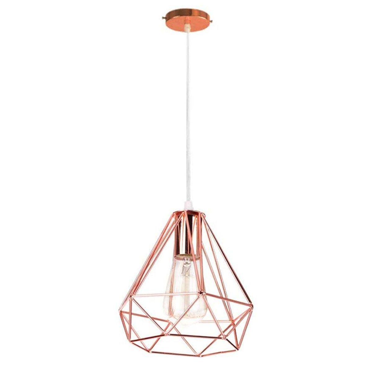 HOME NEAT - Lámpara colgante diamante retro vintage luz detecho ø20cm oro rosa