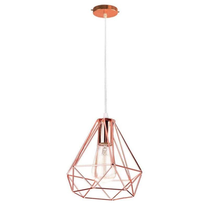 HOME NEAT - Lámpara colgante diamante retro vintage luz detecho ø20cm oro rosa