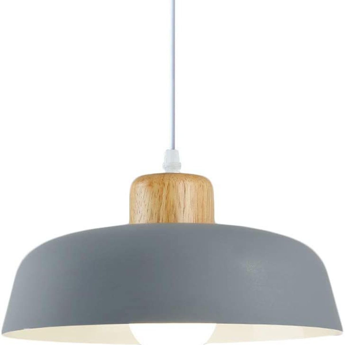 HOME NEAT - Lámpara de colgante de metal madera redonda moderna nórdica e27