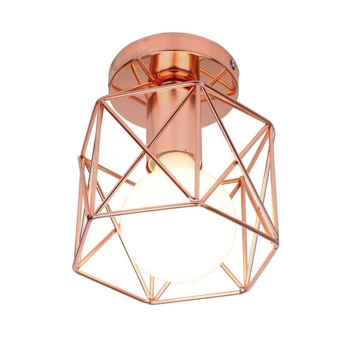 HOME NEAT - Lámpara de techo Vintage de jaula de metal - rosa