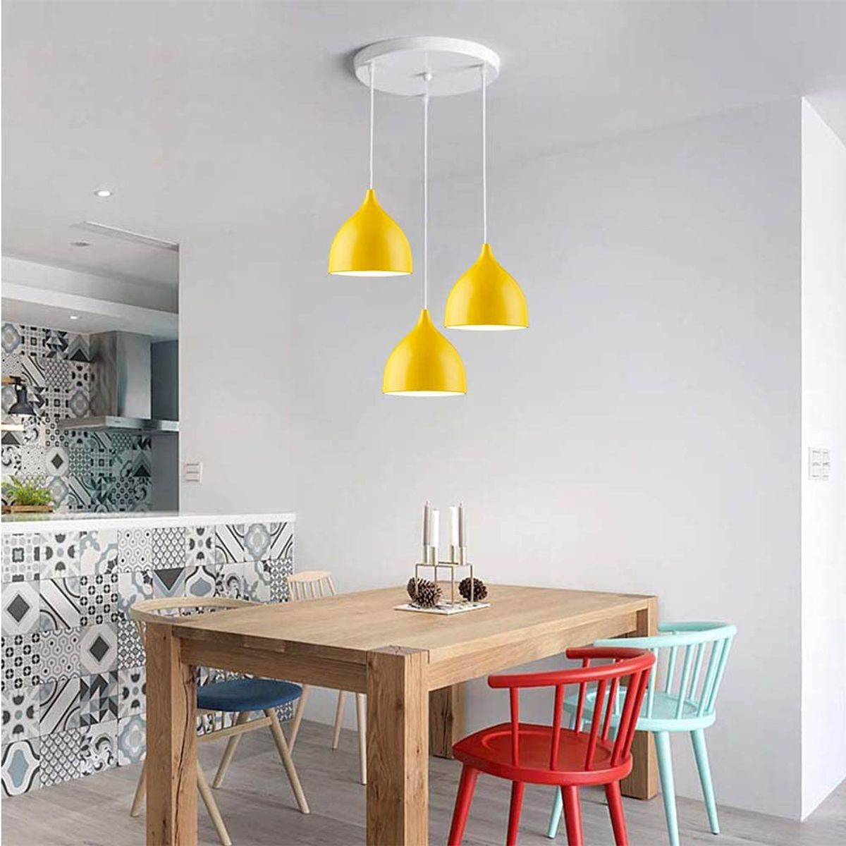 HOME NEAT - Lámpara colgante nórdica moderna luz de techo 3 cabezas ø17cm