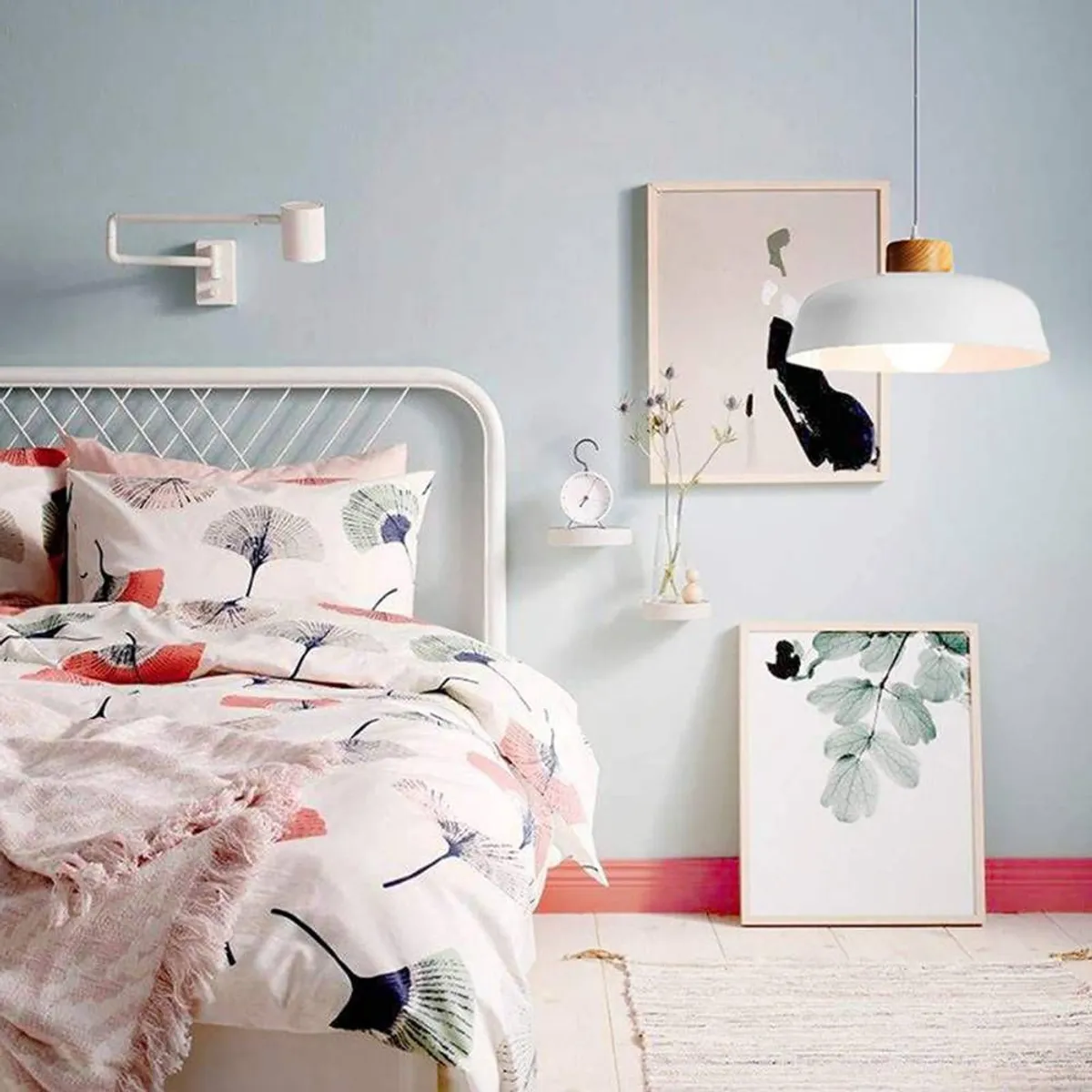 HOME NEAT - Lámpara de colgante de metal madera redonda nórdica E27 Blanco