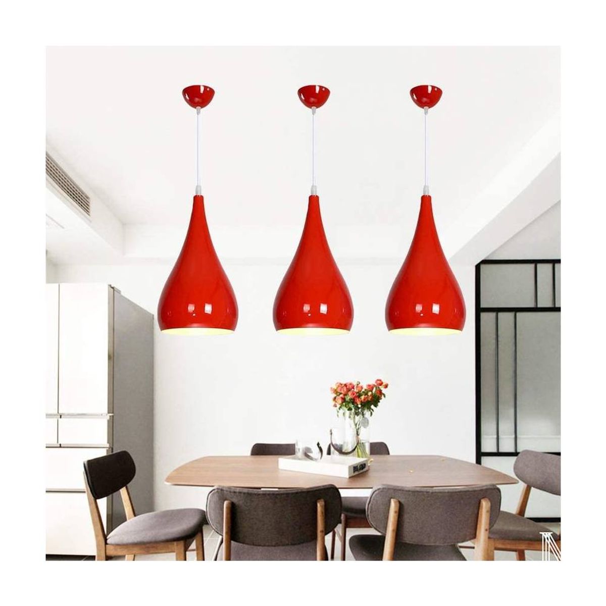 HOME NEAT - Lámpara de techo moderna colgante de luz e27 metal dia 16cm rojo