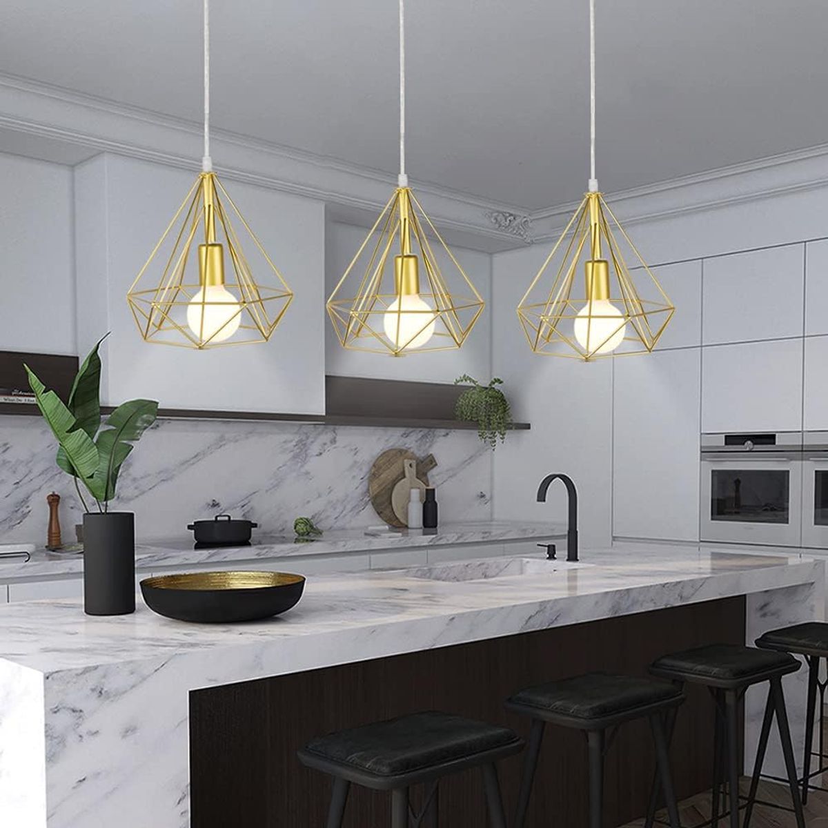 HOME NEAT - Lámpara de techo iluminación colgante 25 cm con forma de diamante