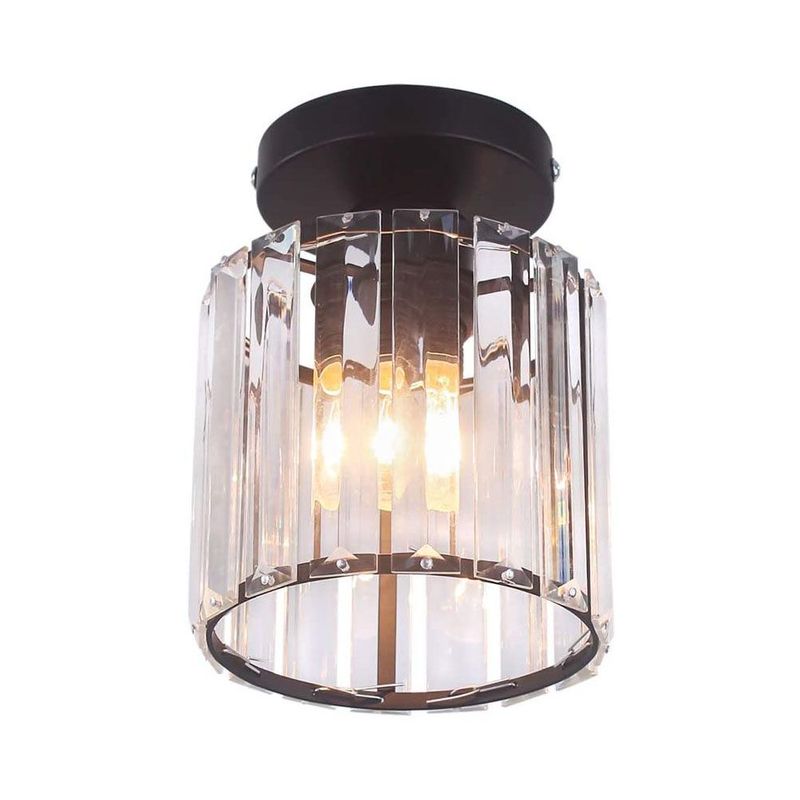 HOME NEAT - Lámpara de techo de cristal moderna e27 araña redondo negro