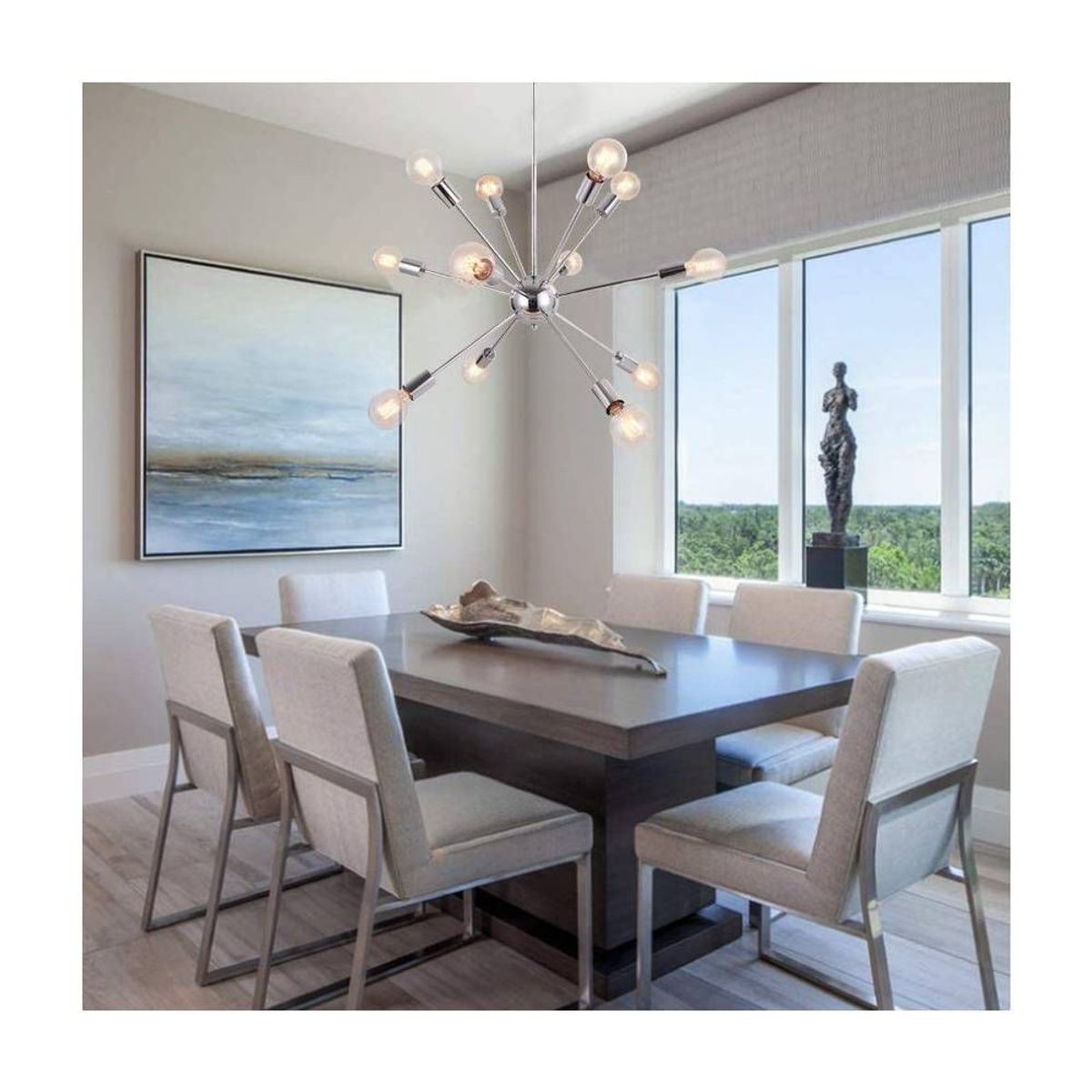 HOME NEAT - Moderno iluminación colgante bolas lámparas con 12 luces e27 plata