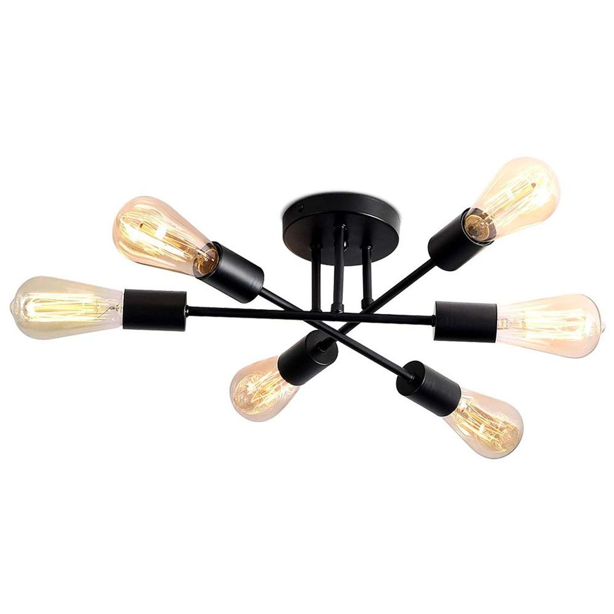 HOME NEAT - Lámpara colgante de techo con 6 luces e27 en metal moderno - Negro