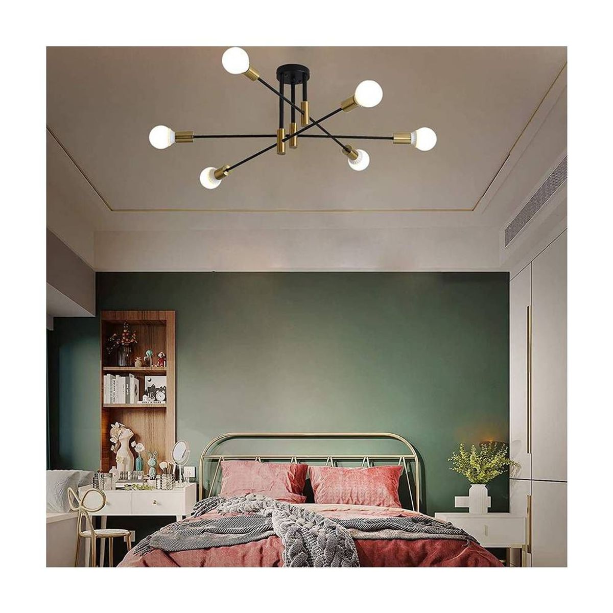 HOME NEAT - Lámpara de techo sputnik 6 brazos plafón e27 moderno negro