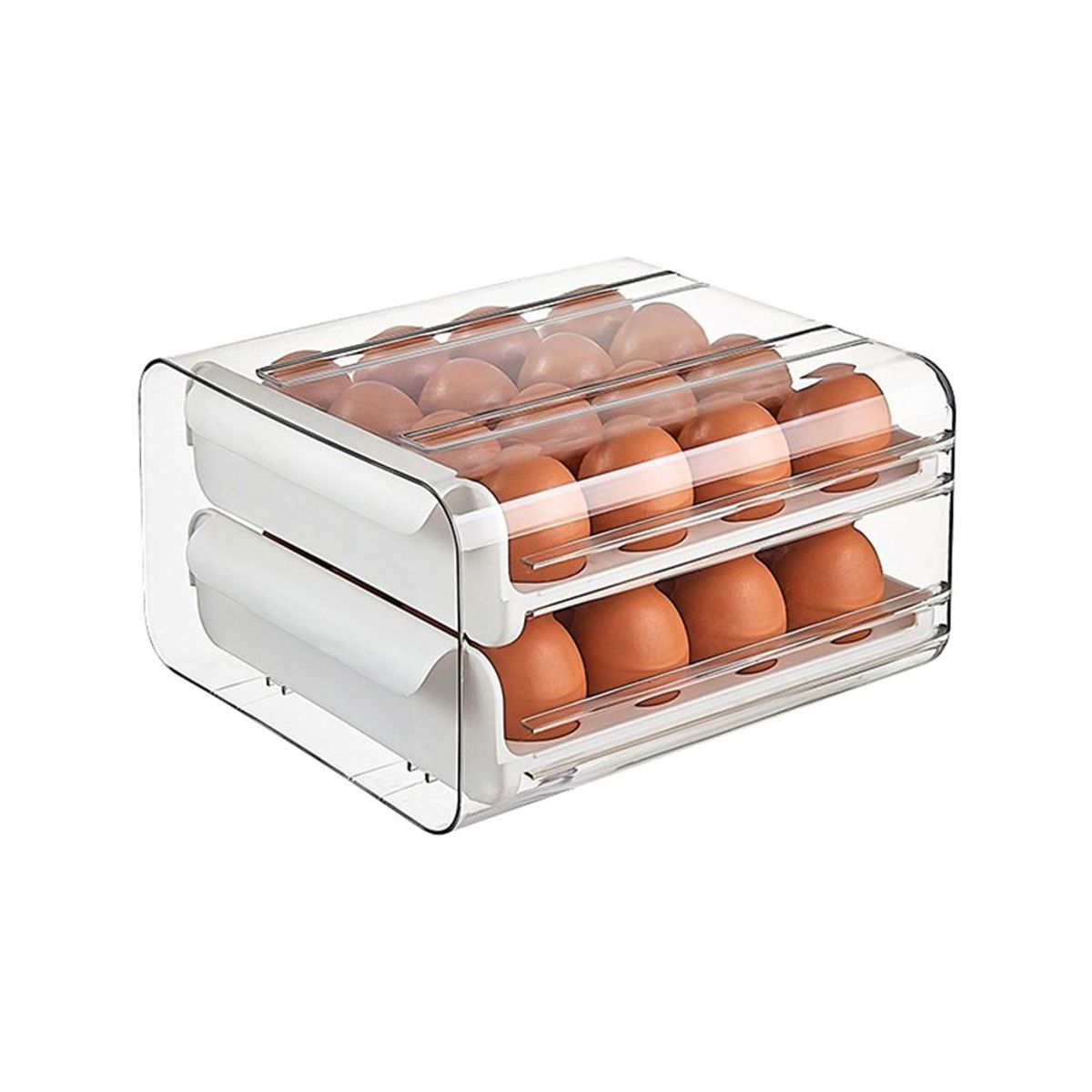 GENERICO - Porta Huevos Organizador Dos Niveles Blanco