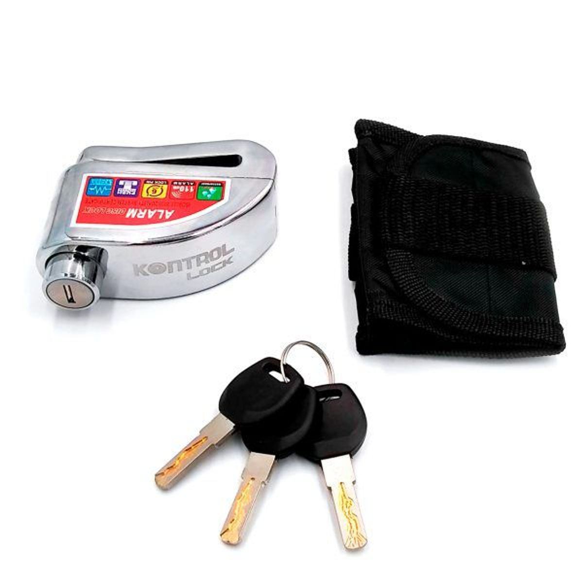 GENERICO - Candado De Disco Pesado Con Alarma Cromado KONTROL