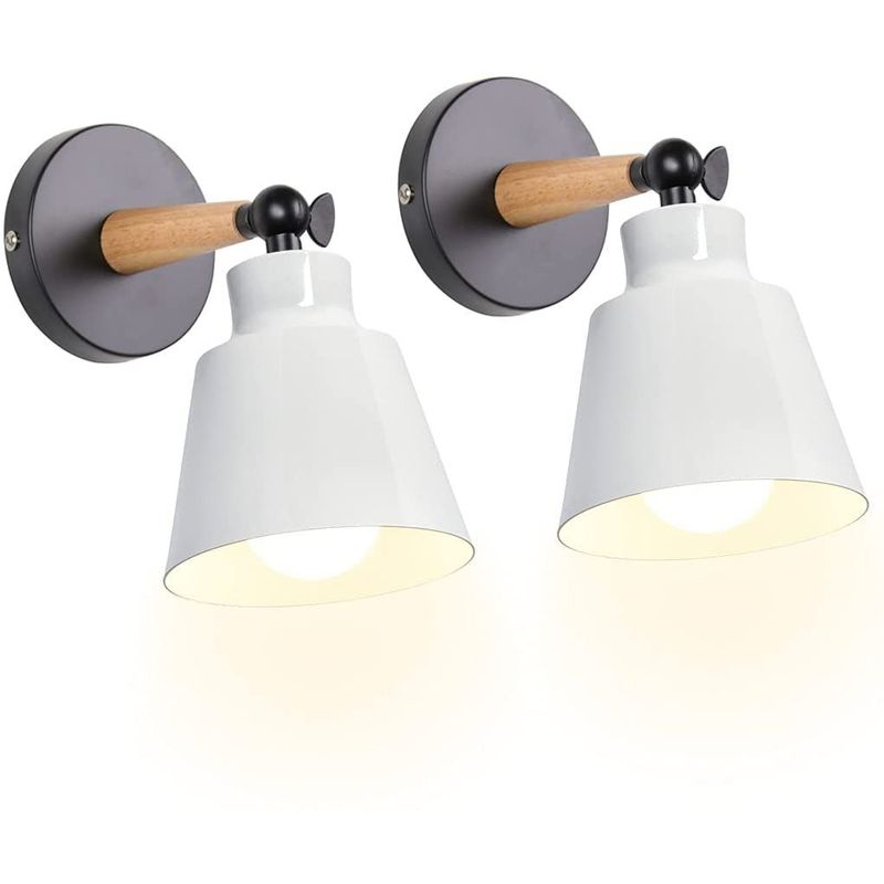 HOME NEAT - 2 Unidades Apliqué Metal Lámparas de pared modernas E27 - Blanco