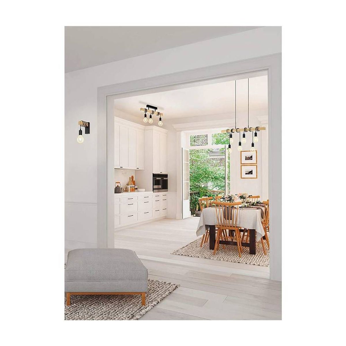 HOME NEAT - Home-neat luz lámpara de pared madera estilo moderno Negro