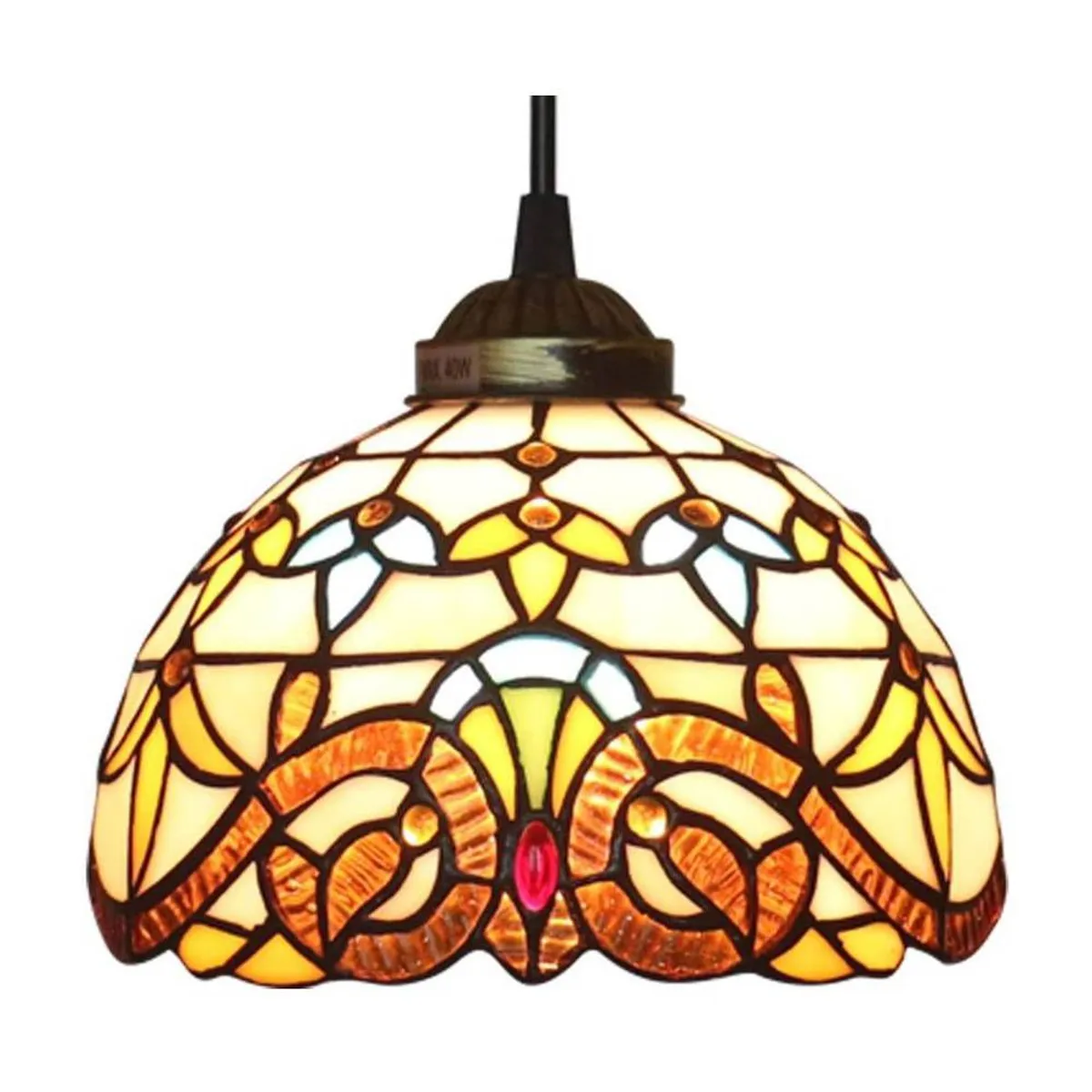 HOME NEAT - Lámpara Colgante Tiffany libélula pantalla de cristal E27