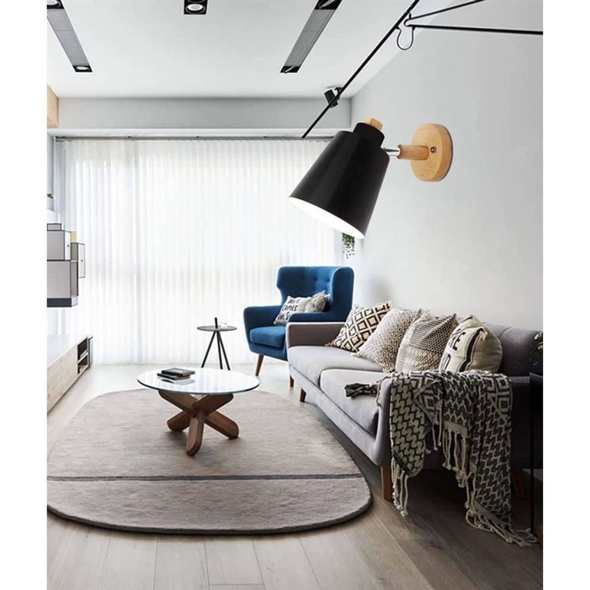 PUREPOWER - Nórdico Lámpara de pared con enchufe lámpara de pared de hierro E27