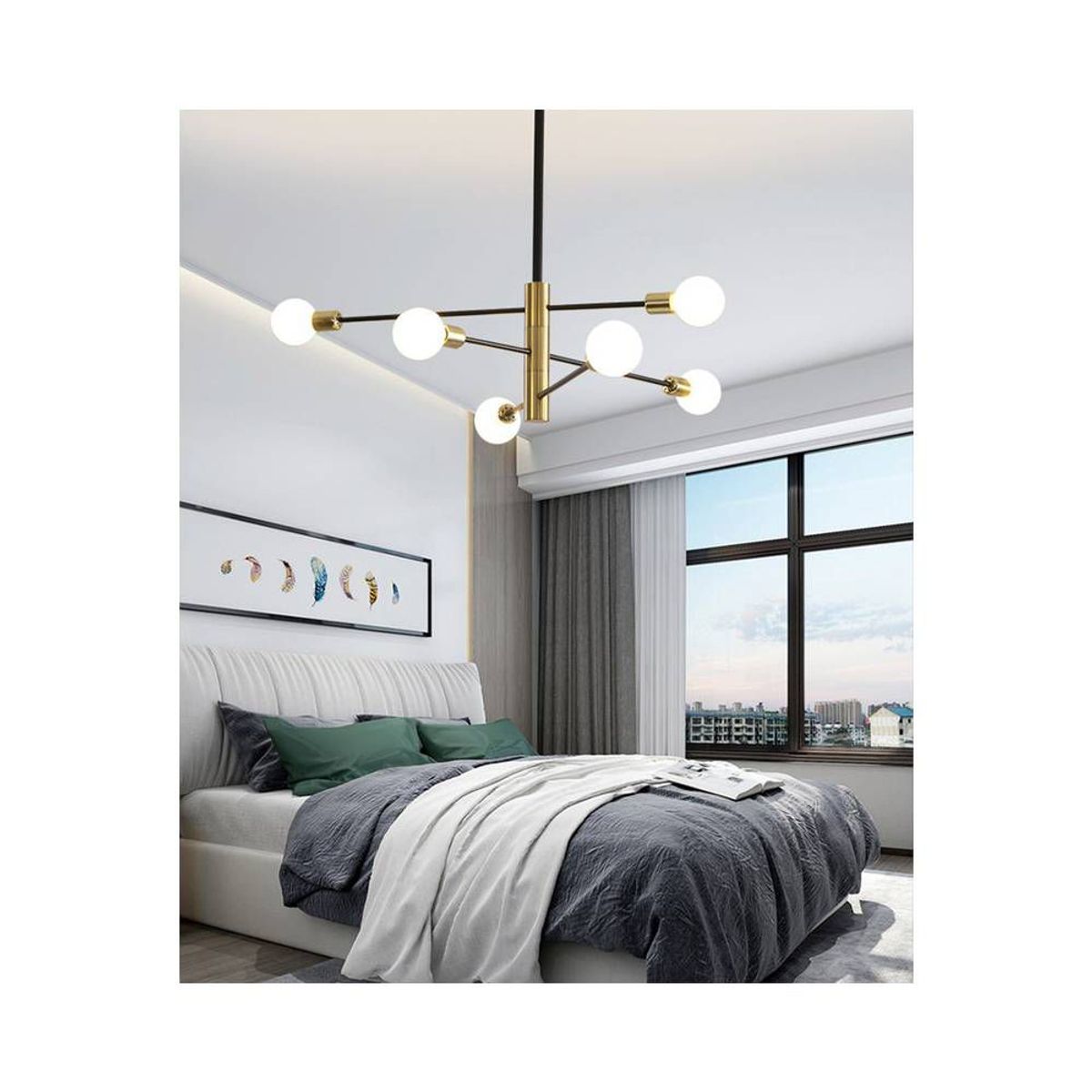 PUREPOWER - Araña de techo de lujo para sala de estar nórdica  Oro Y Negro