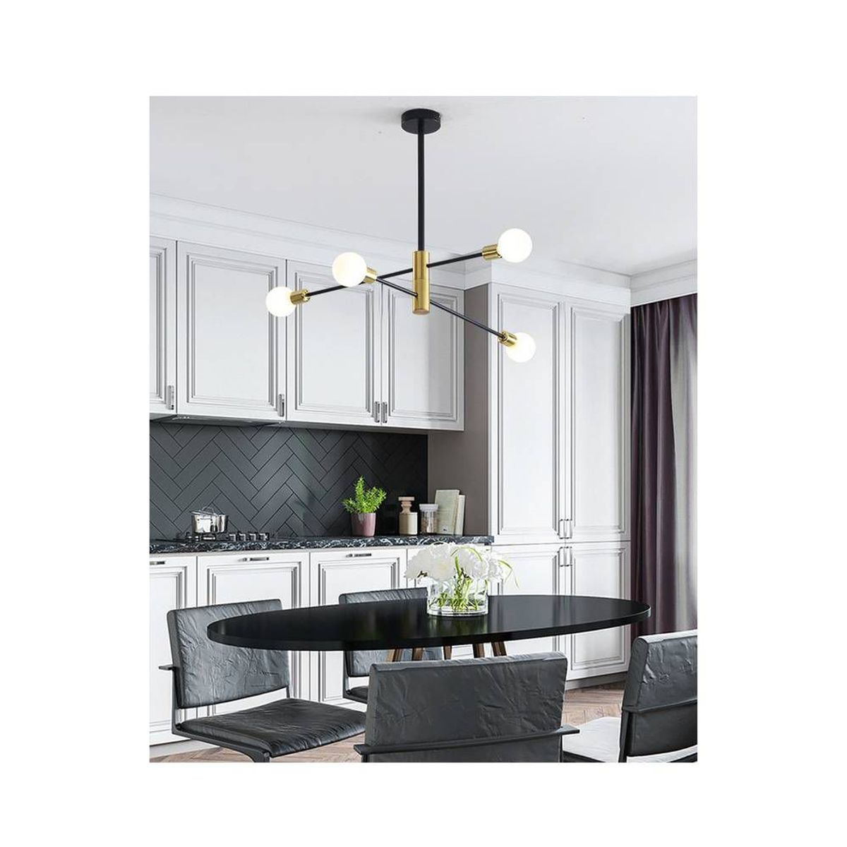 PUREPOWER - Araña de techo de lujo para sala de estar nórdica  Oro Y Negro