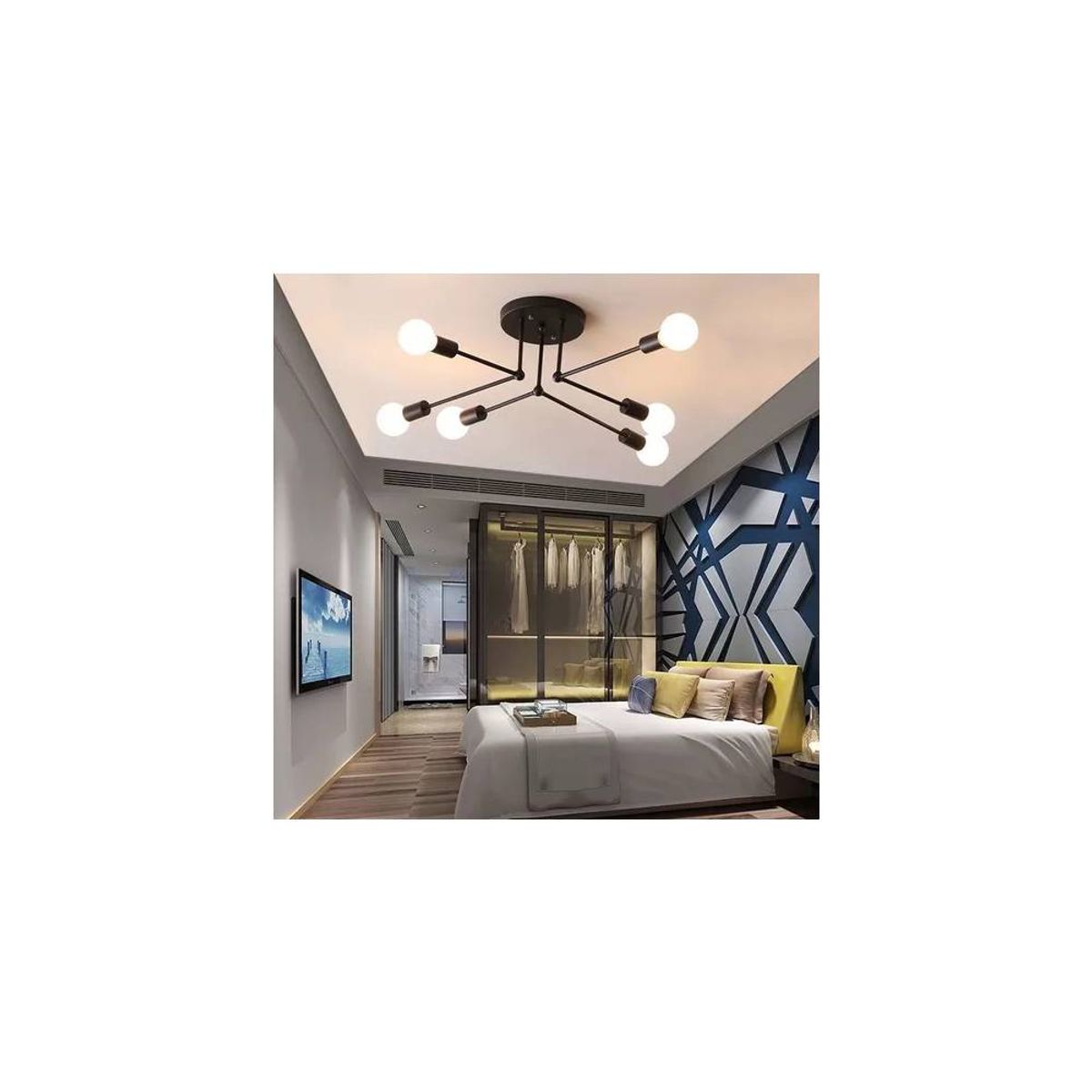 PUREPOWER - Iluminación Colgante Lámpara De Techo Moderna Con 6 Luces