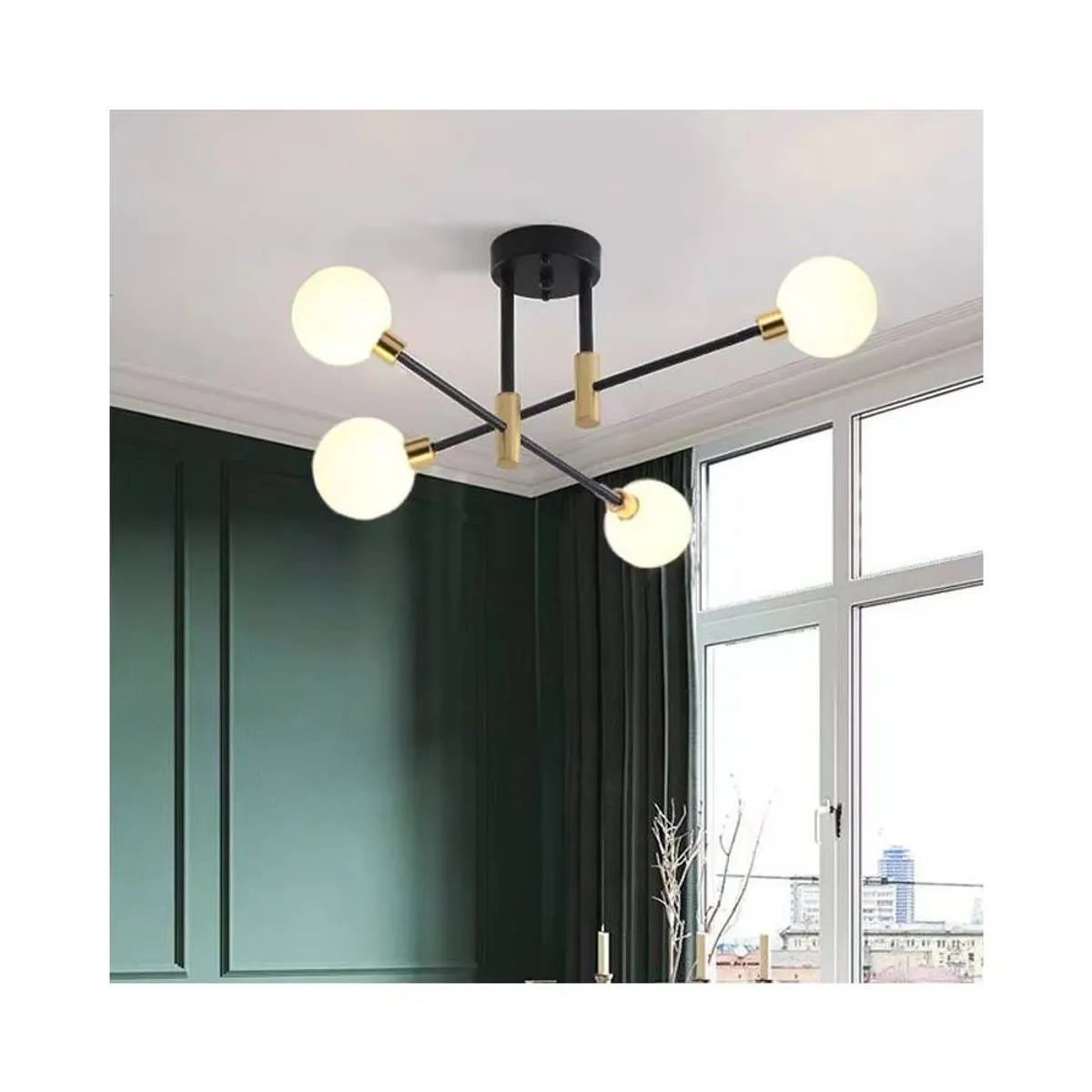 PUREPOWER - Lámpara de techo moderna de lujo para el hogar -Negro Y Dorado