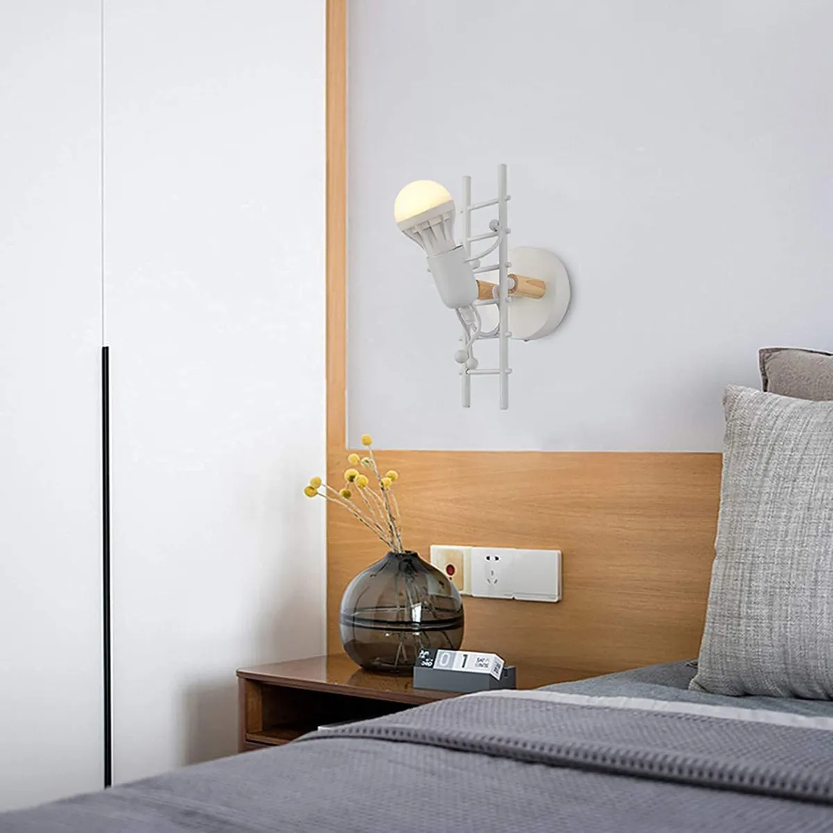 HOME NEAT - Lámpara de pared interior de luz de pared creativa humanoide hierro