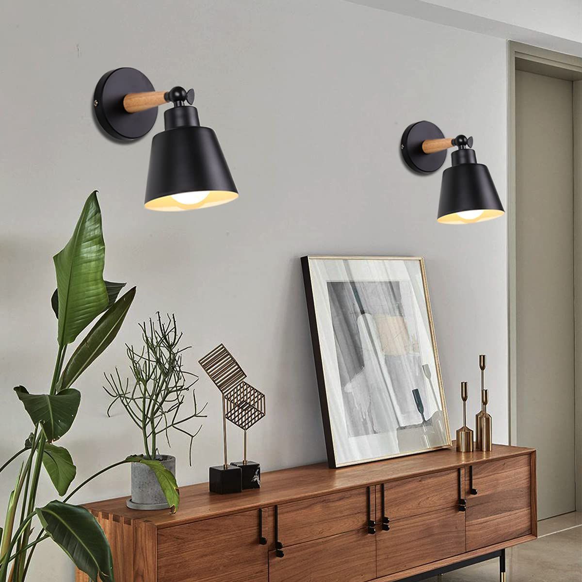 HOME NEAT - 2 Unidades Aplique Lámparas de Pared Moderno E27 - Negro