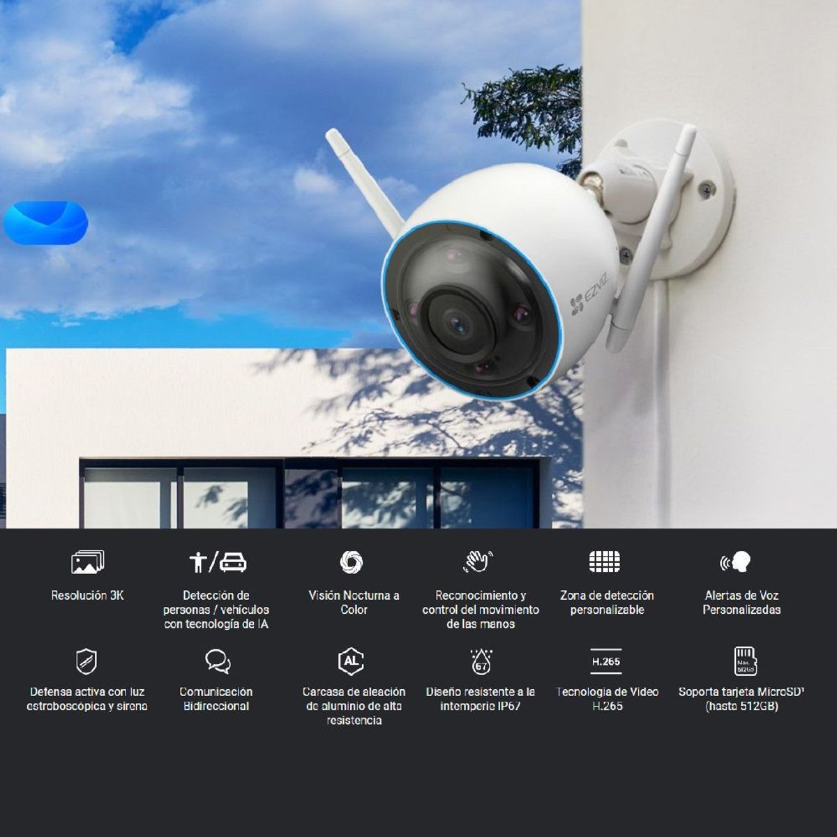 EZVIZ - EZVIZ - Cámara IP H3 3K 5MP (2880 x 1620 px) IP67 - Blanco