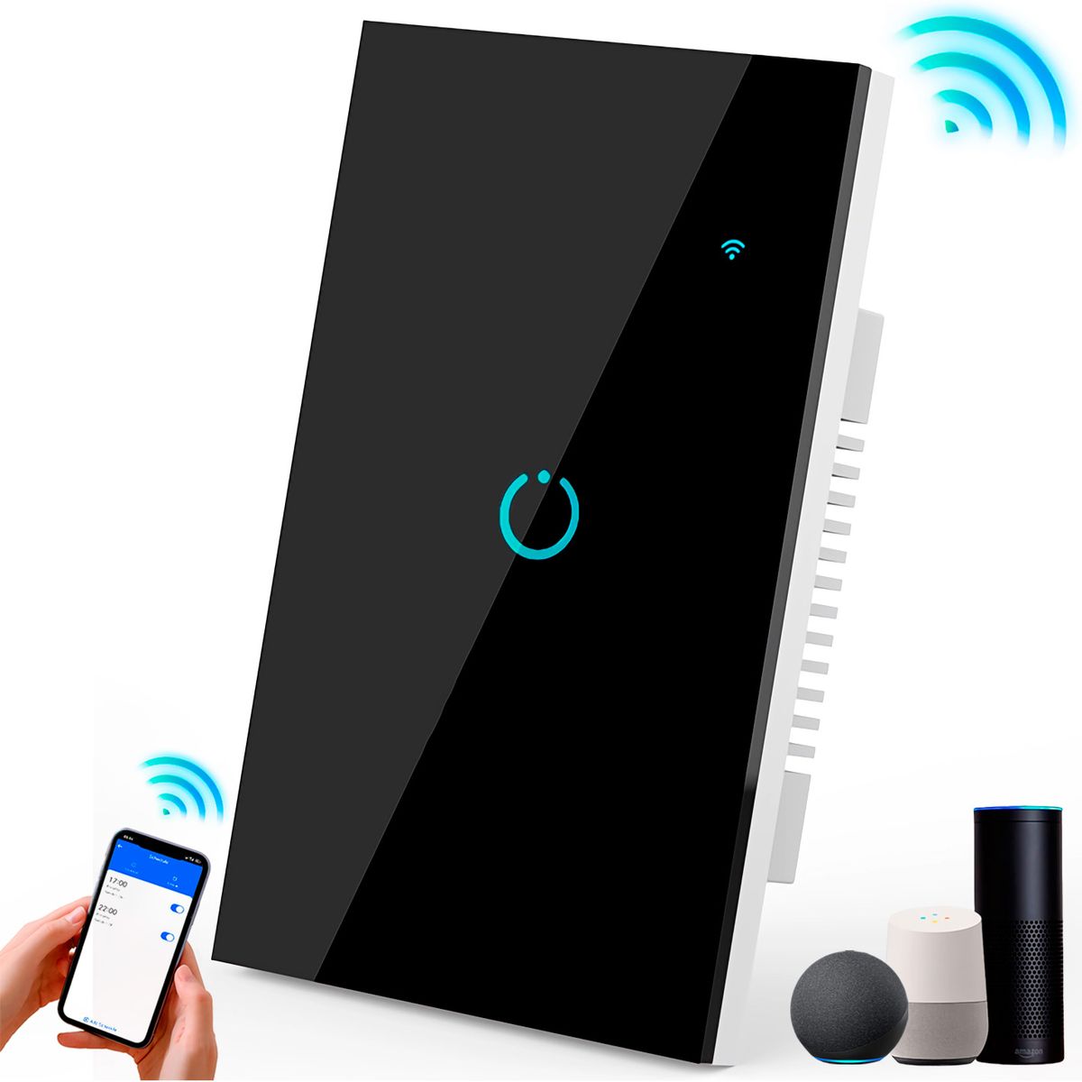 GENERICO - Interruptor Inteligente Universal Wifi Luz Smart Negro Alexa 1 Banda
