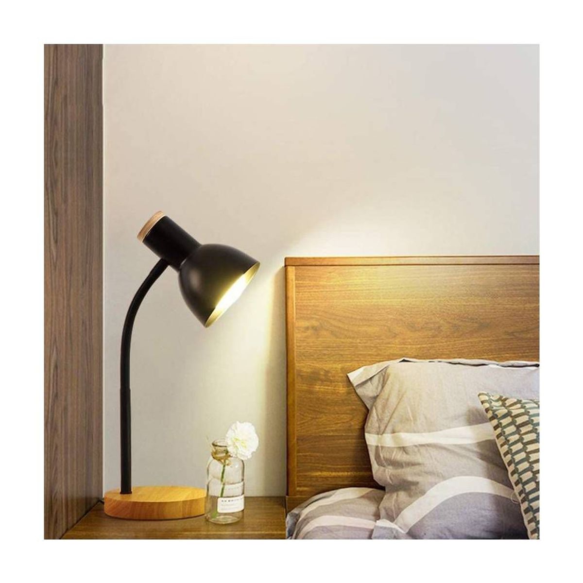 HOME NEAT - Lámpara de mesa moderno lámpara cabecera lámpara de escritorio negro
