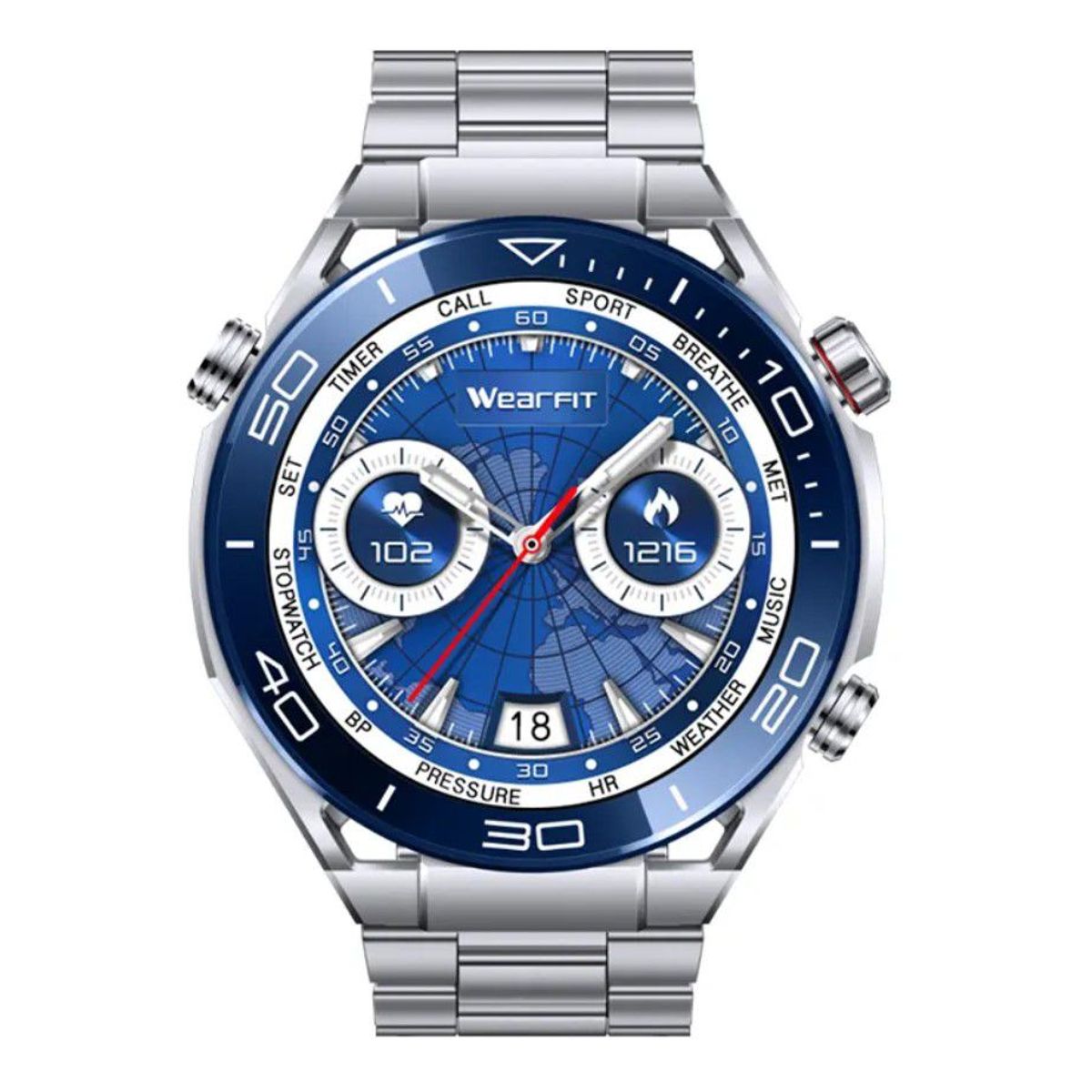 GENERICO - SMARTWATCH HW5 ULTIMATE AZUL - Correa Metal y 2 Correa de repuesto.