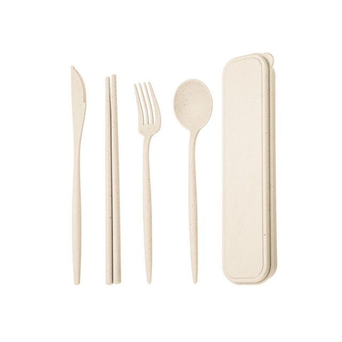 GENERICO - Set de Cubiertos de Camping - Crema